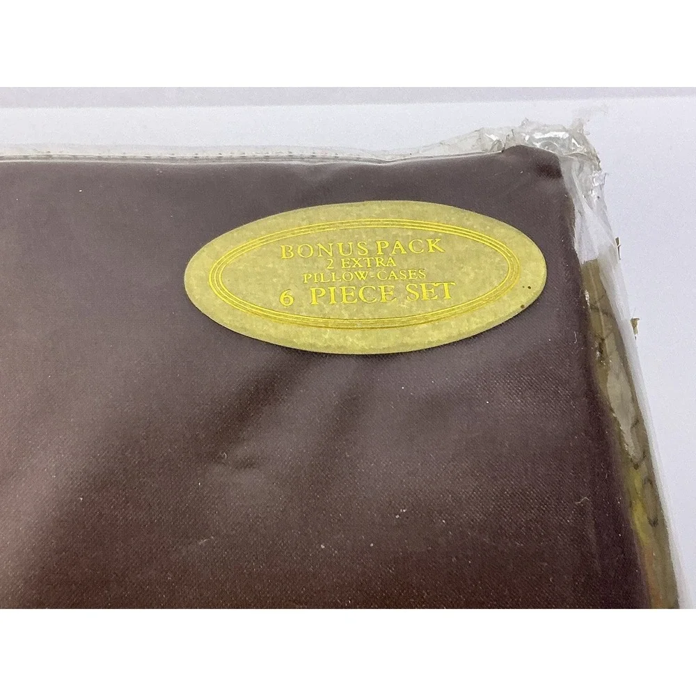 Vintage Royale Collection 2000‎ Series Queen Sheet Set Brown 400 TC 6 Pc NOS